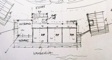 Tekening van een ‘watervilla’